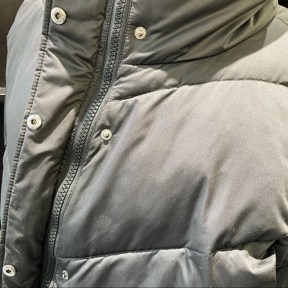 Universal Standard for J.CREW Long Black Chevron Puffer Coat Size Large - Picture 12 of 13